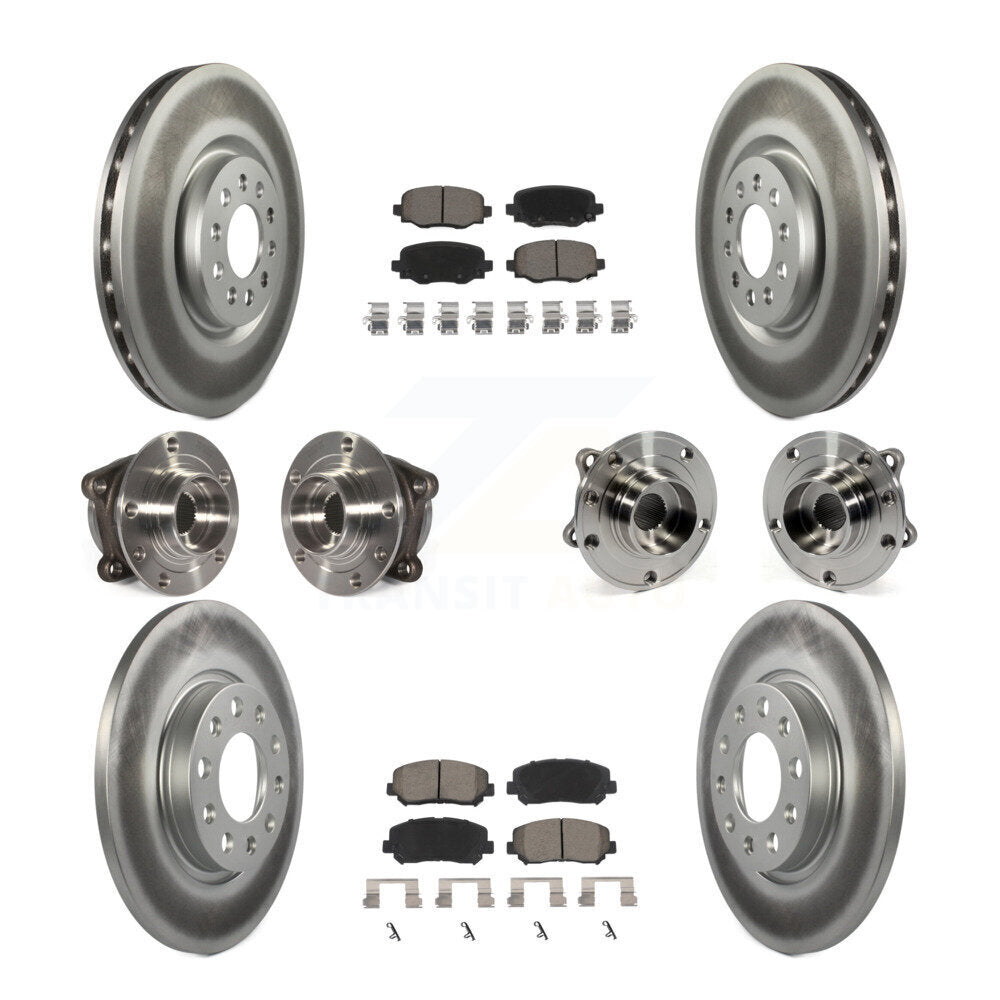 Front Rear Hub Bearing Coated Brake Rotor & Pad Kit (10Pc) For 2015-2017 Chrysler 200 AWD KBB-120904