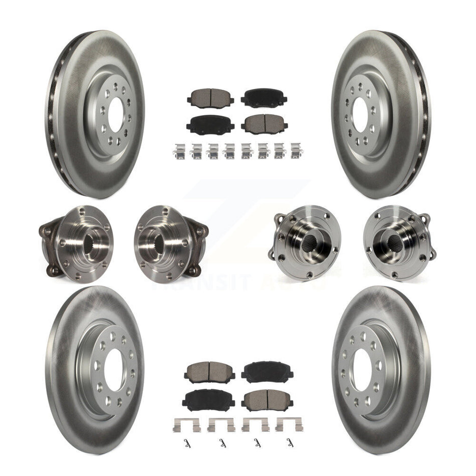 Front Rear Hub Bearing Coated Brake Rotor & Pad Kit (10Pc) For 2015-2017 Chrysler 200 AWD KBB-120904