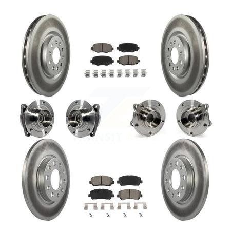 Front Rear Hub Bearing Coated Brake Rotor & Pad Kit (10Pc) For 2015-2017 Chrysler 200 FWD KBB-120905