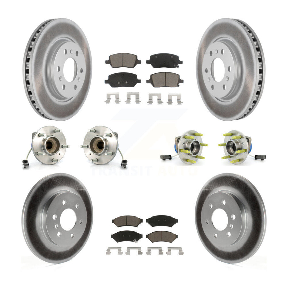 Front Rear Hub Bearings Assembly Coated Disc Brake Rotors And Ceramic Pads Kit (10Pc) For 2007 Saturn Relay 3 Hole Flange or Triangular KBB-120909