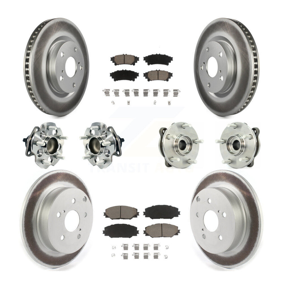 Front Rear Hub Bearings Assembly Coated Disc Brake Rotors And Ceramic Pads Kit (10Pc) For 2016-2019 Toyota Mirai KBB-120923