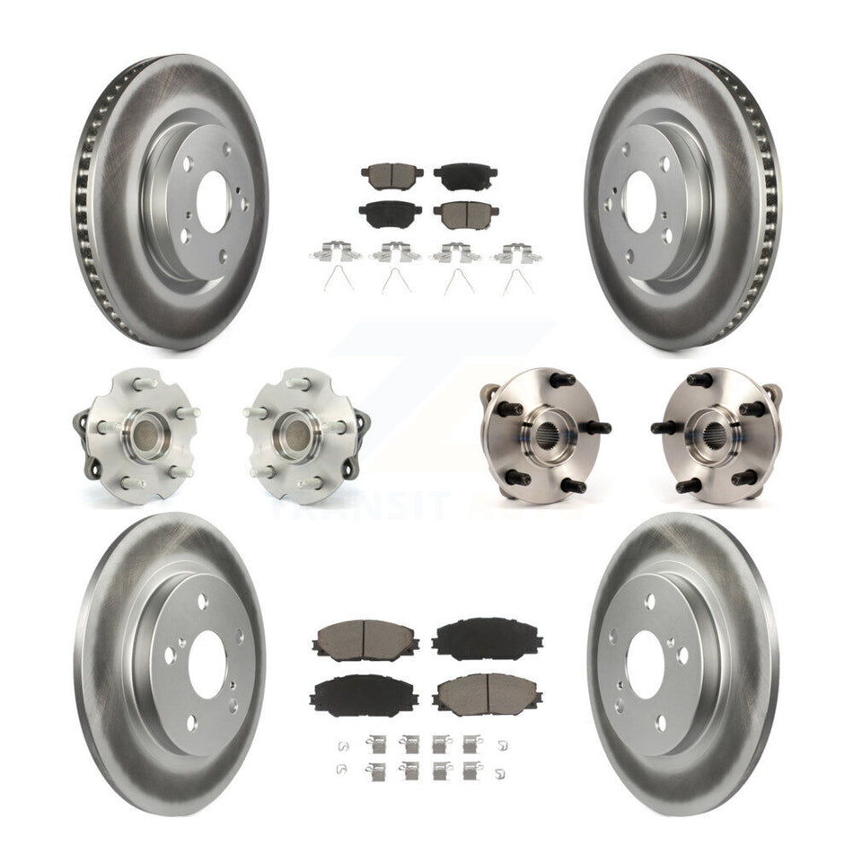 Front Rear Hub Bearings Assembly Coated Disc Brake Rotors And Ceramic Pads Kit (10Pc) For 2016 Scion iM KBB-120926