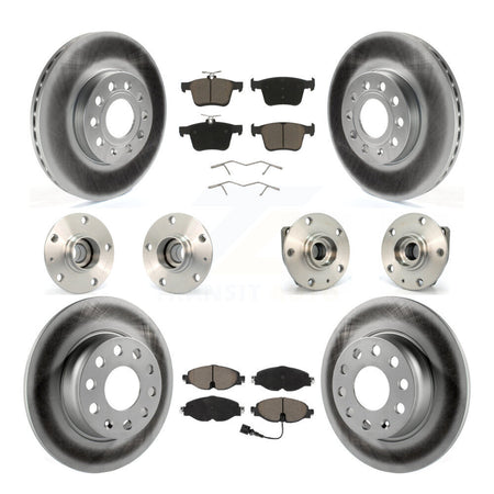 Front Rear Hub Bearing Coated Brake Rotor Pads Kit (10Pc) For 2015-2019 Volkswagen e-Golf KBB-120932