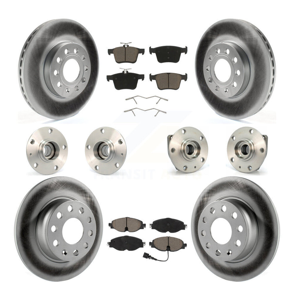 Front Rear Hub Bearing Coated Brake Rotor Pads Kit (10Pc) For 2015-2019 Volkswagen e-Golf KBB-120932