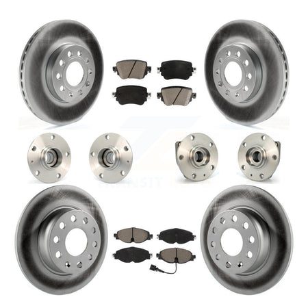 Front Rear Hub Bearing Coated Brake Rotor & Pad Kit (10Pc) For Volkswagen Golf SportWagen KBB-120936