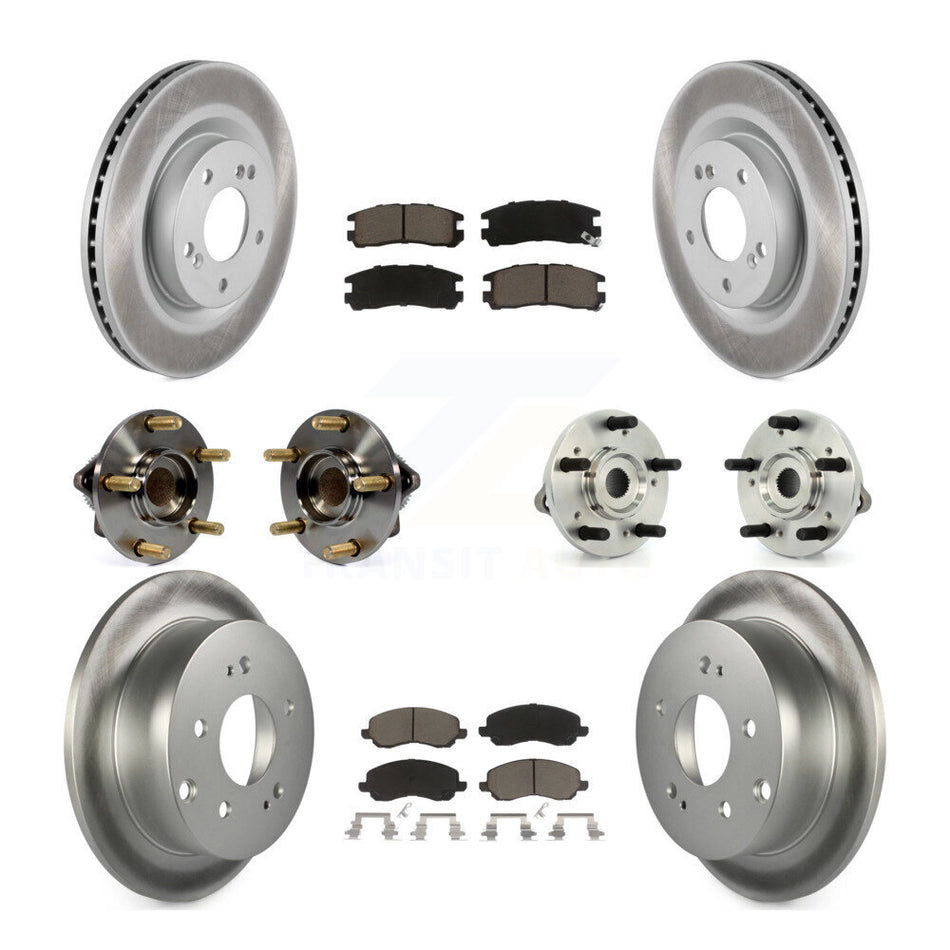 Front Rear Hub Bearings Assembly Coated Disc Brake Rotors And Ceramic Pads Kit (10Pc) For Mitsubishi Galant Eclipse KBB-120937