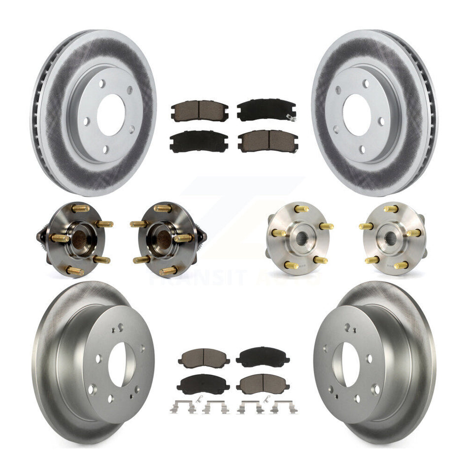 Front Rear Hub Bearings Assembly Coated Disc Brake Rotors And Ceramic Pads Kit (10Pc) For Mitsubishi Galant KBB-120938
