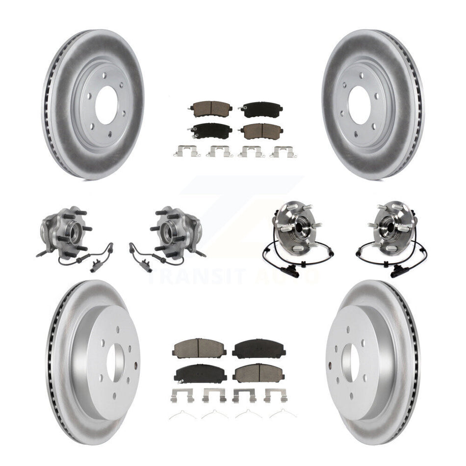 Front Rear Hub Bearings Assembly Coated Disc Brake Rotors And Ceramic Pads Kit (10Pc) For INFINITI Nissan Armada QX80 QX56 KBB-120945