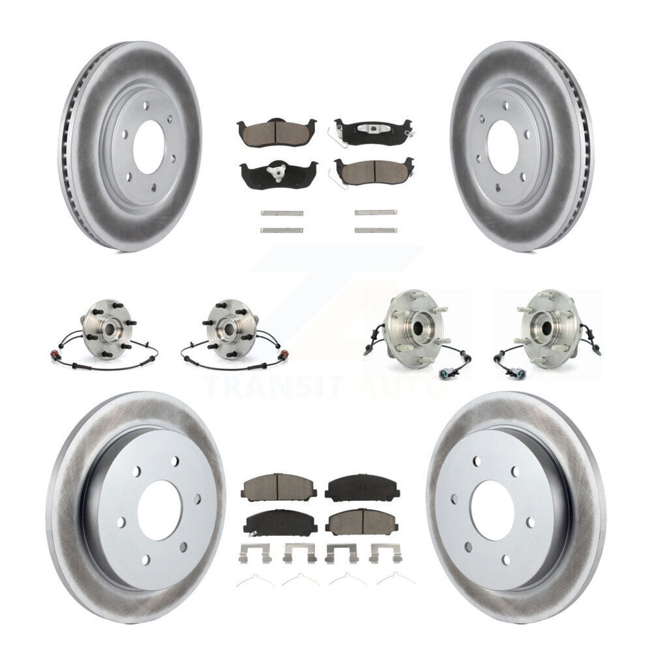 Front Rear Hub Bearings Assembly Coated Disc Brake Rotors And Ceramic Pads Kit (10Pc) For 2007 INFINITI QX56 From 04 07 KBB-120948