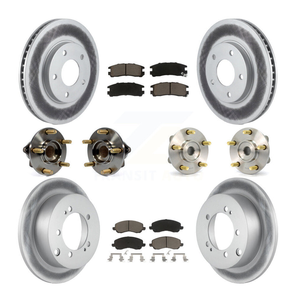 Front Rear Hub Bearings Assembly Coated Disc Brake Rotors And Ceramic Pads Kit (10Pc) For 2005 Mitsubishi Eclipse rear brakes with 4-Wheel ABS KBB-120950
