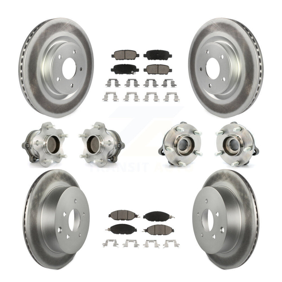 Front Rear Hub Bearings Assembly Coated Disc Brake Rotors And Ceramic Pads Kit (10Pc) For Nissan Pathfinder Murano INFINITI QX60 JX35 FWD KBB-120961