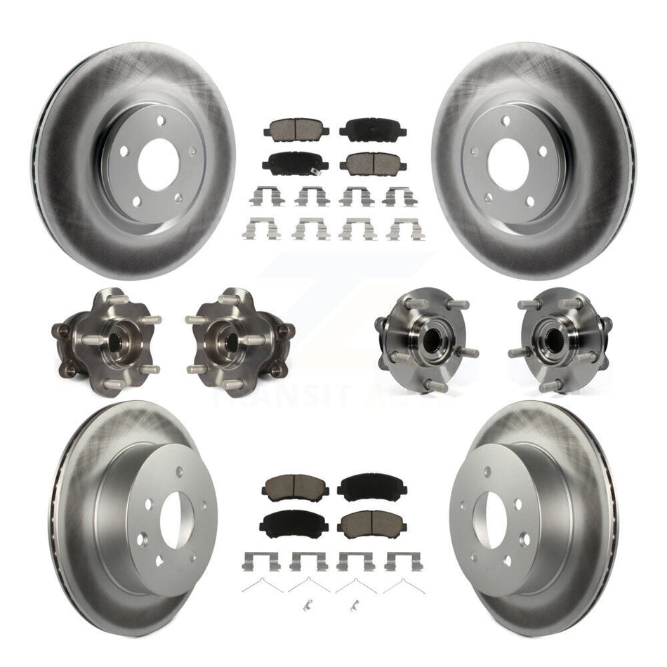 Front Rear Hub Bearings Assembly Coated Disc Brake Rotors And Ceramic Pads Kit (10Pc) For Nissan Juke KBB-120963