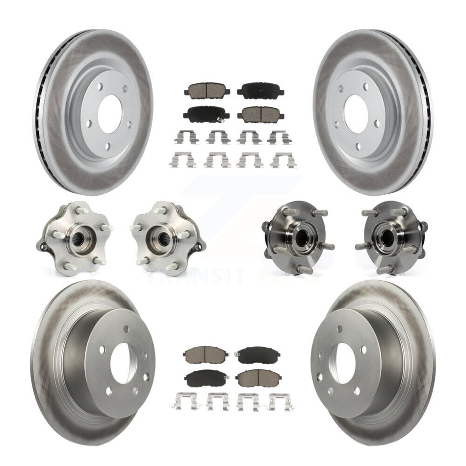Front Rear Hub Bearings Assembly Coated Disc Brake Rotors And Ceramic Pads Kit (10Pc) For Nissan Juke KBB-120964