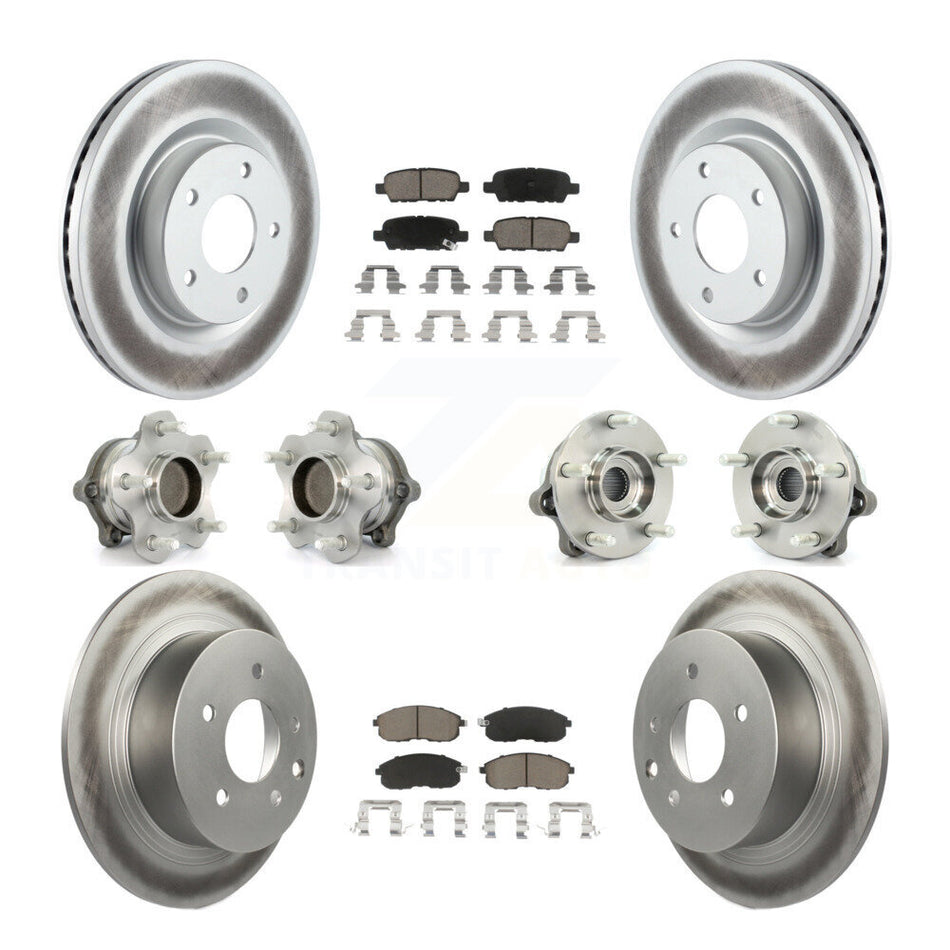 Front Rear Hub Bearings Assembly Coated Disc Brake Rotors And Ceramic Pads Kit (10Pc) For Nissan Altima KBB-120968