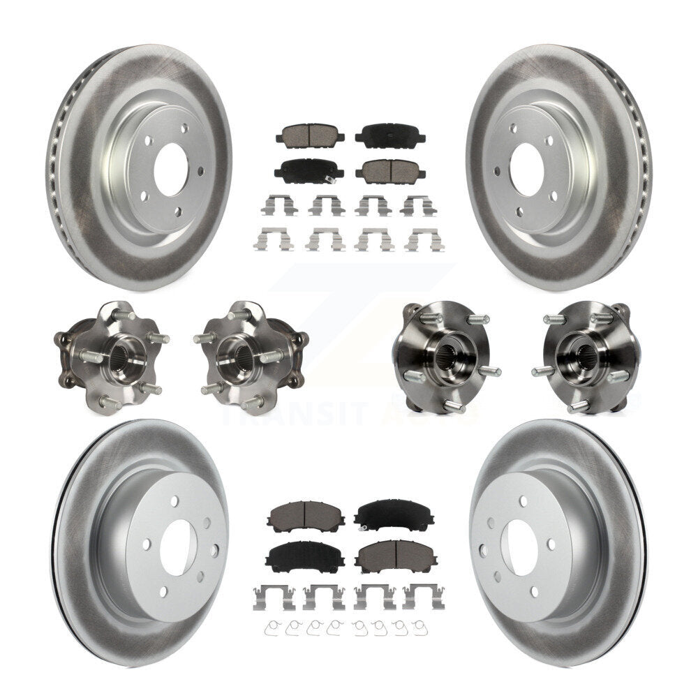Front Rear Hub Bearing Coated Brake Rotor Pads Kit (10Pc) For 2016-2017 INFINITI QX50 AWD KBB-120973
