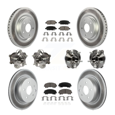 Front Rear Hub Bearing Coated Brake Rotor Pads Kit (10Pc) For 2016-2017 INFINITI QX50 AWD KBB-120973