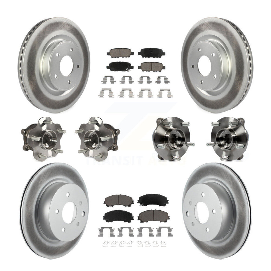 Front Rear Hub Bearing Coated Brake Rotor Pads Kit (10Pc) For 2016-2017 INFINITI QX50 AWD KBB-120973