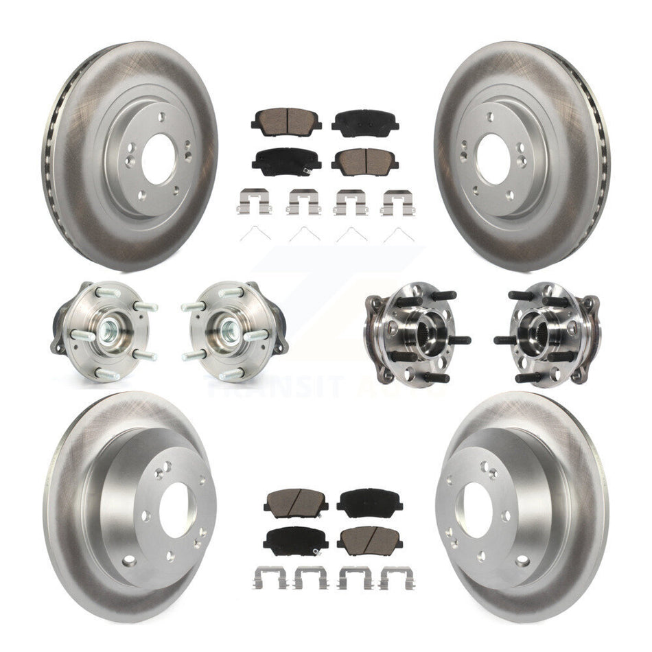 Front Rear Hub Bearing Coated Brake Rotor & Pad Kit (10Pc) For Hyundai Santa Fe Sport FWD KBB-120981