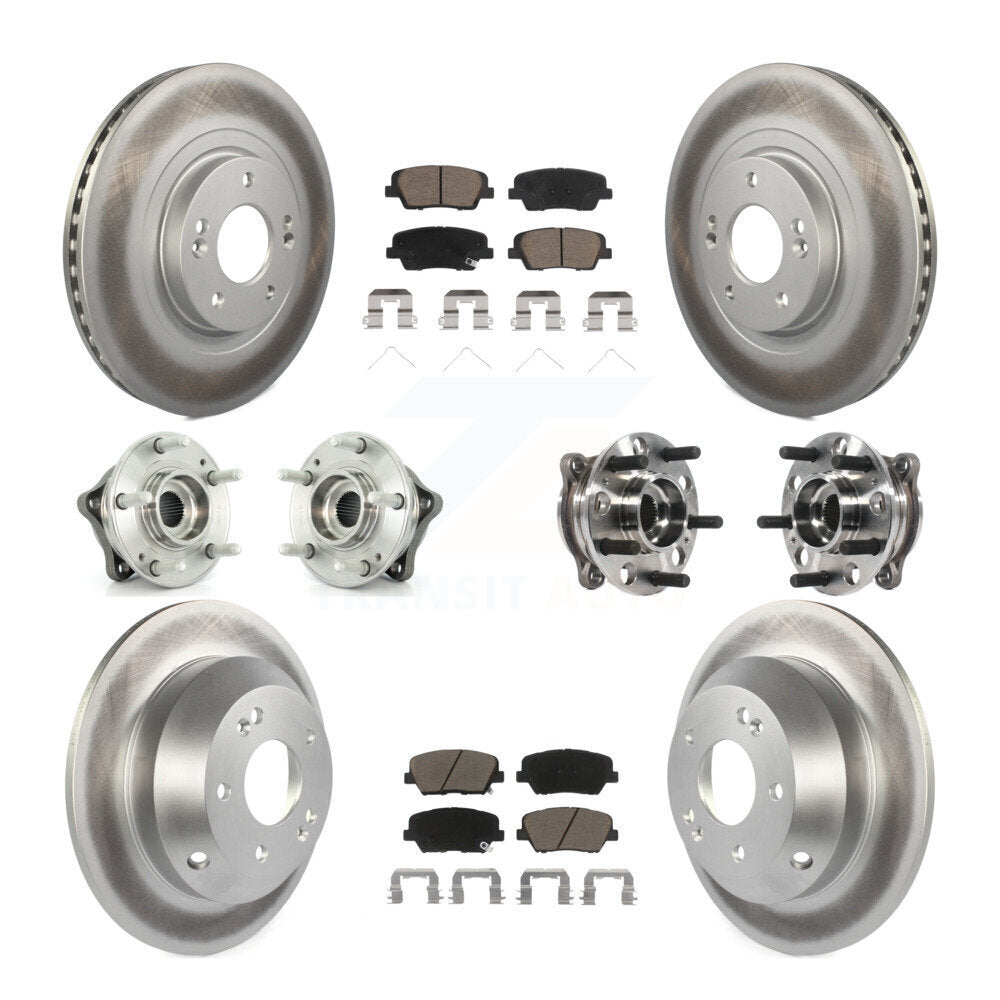 Front Rear Hub Bearing Coated Brake Rotor & Pad Kit (10Pc) For Hyundai Santa Fe Sport AWD KBB-120982
