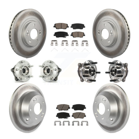Front Rear Hub Bearing Coated Brake Rotor & Pad Kit (10Pc) For Hyundai Santa Fe Sport AWD KBB-120982