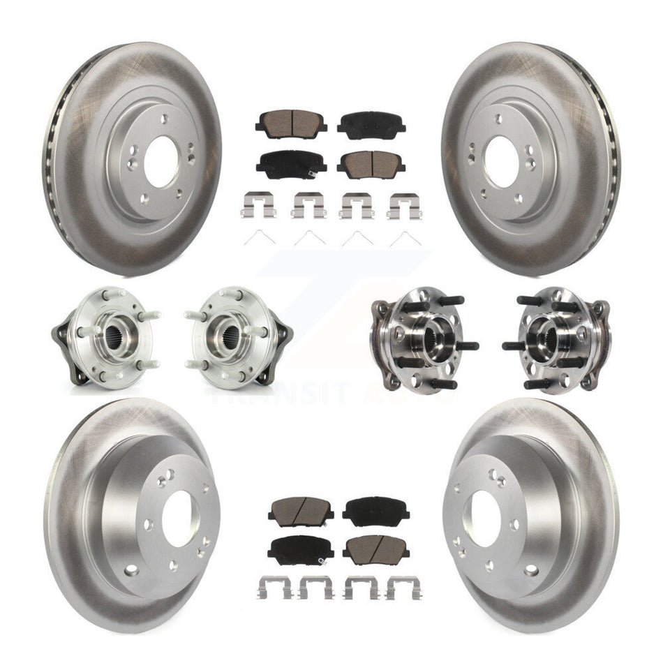 Front Rear Hub Bearing Coated Brake Rotor & Pad Kit (10Pc) For Hyundai Santa Fe Sport AWD KBB-120982