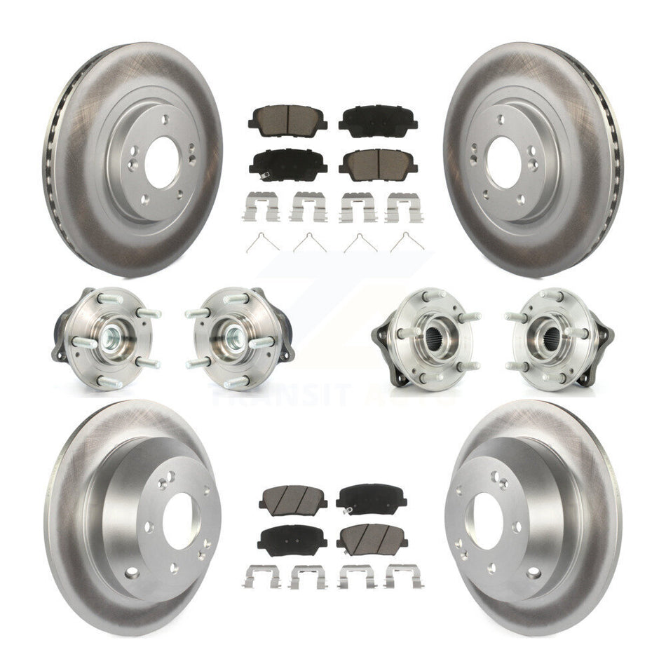 Front Rear Hub Bearing Coated Brake Rotor & Pads Kit (10Pc) For 2014-2015 Kia Sorento FWD KBB-120987