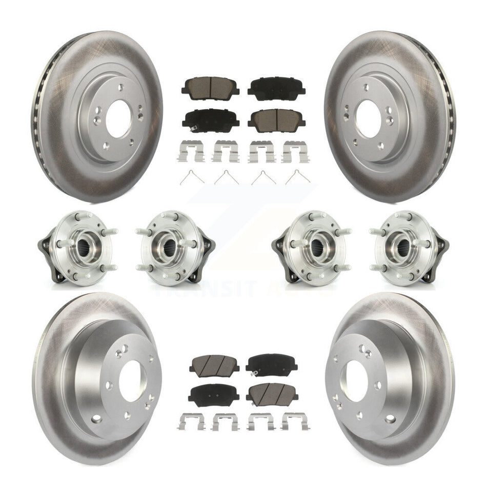 Front Rear Hub Bearing Coated Brake Rotor & Pads Kit (10Pc) For 2014-2015 Kia Sorento AWD KBB-120988