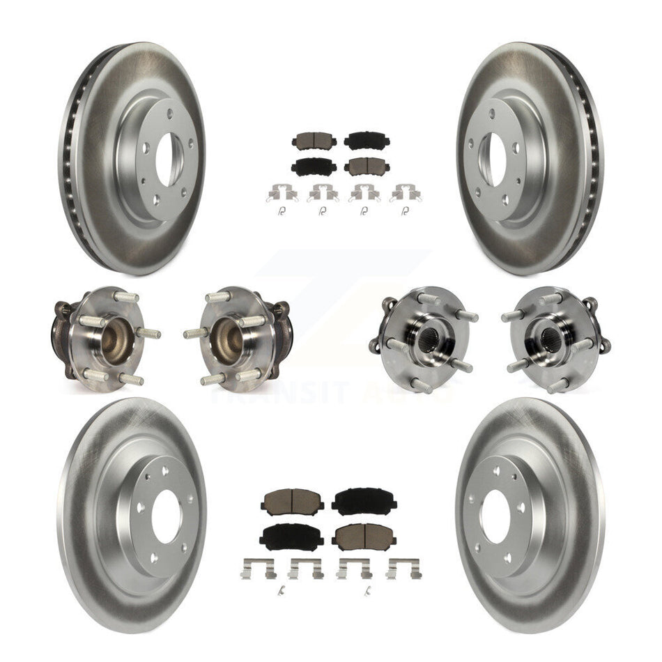 Front Rear Hub Bearings Assembly Coated Disc Brake Rotors And Ceramic Pads Kit (10Pc) For Mazda CX-5 FWD KBB-121001