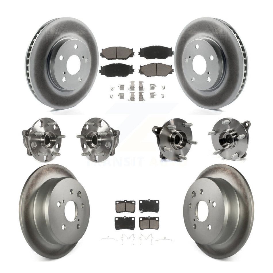 Front Rear Hub Bearings Assembly Coated Disc Brake Rotors And Ceramic Pads Kit (10Pc) For Lexus IS250 KBB-121007