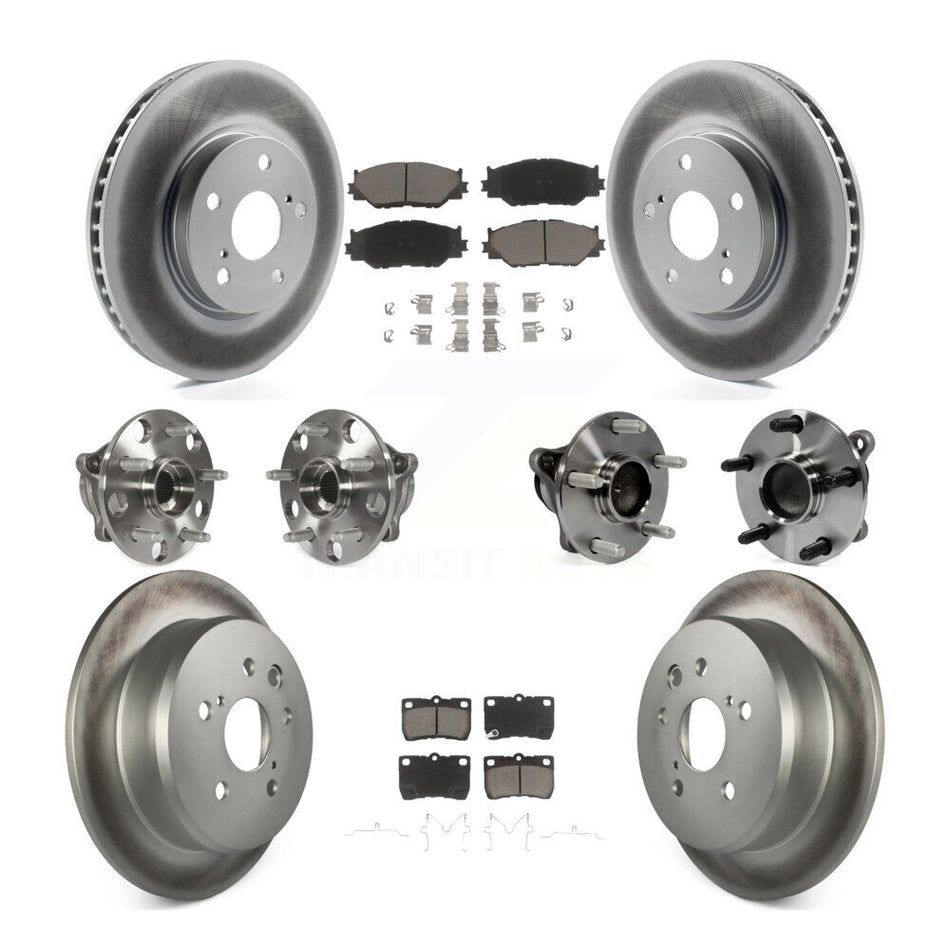 Front Rear Hub Bearings Assembly Coated Disc Brake Rotors And Ceramic Pads Kit (10Pc) For Lexus IS250 KBB-121008