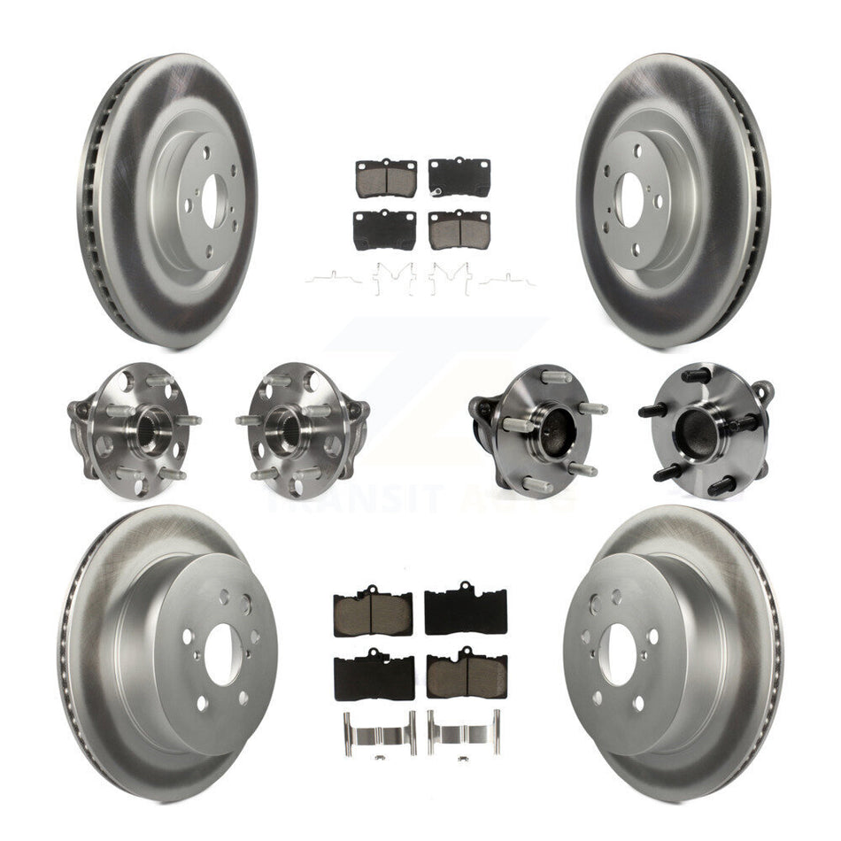 Front Rear Hub Bearings Assembly Coated Disc Brake Rotors And Ceramic Pads Kit (10Pc) For Lexus IS350 GS350 GS450h GS460 KBB-121013