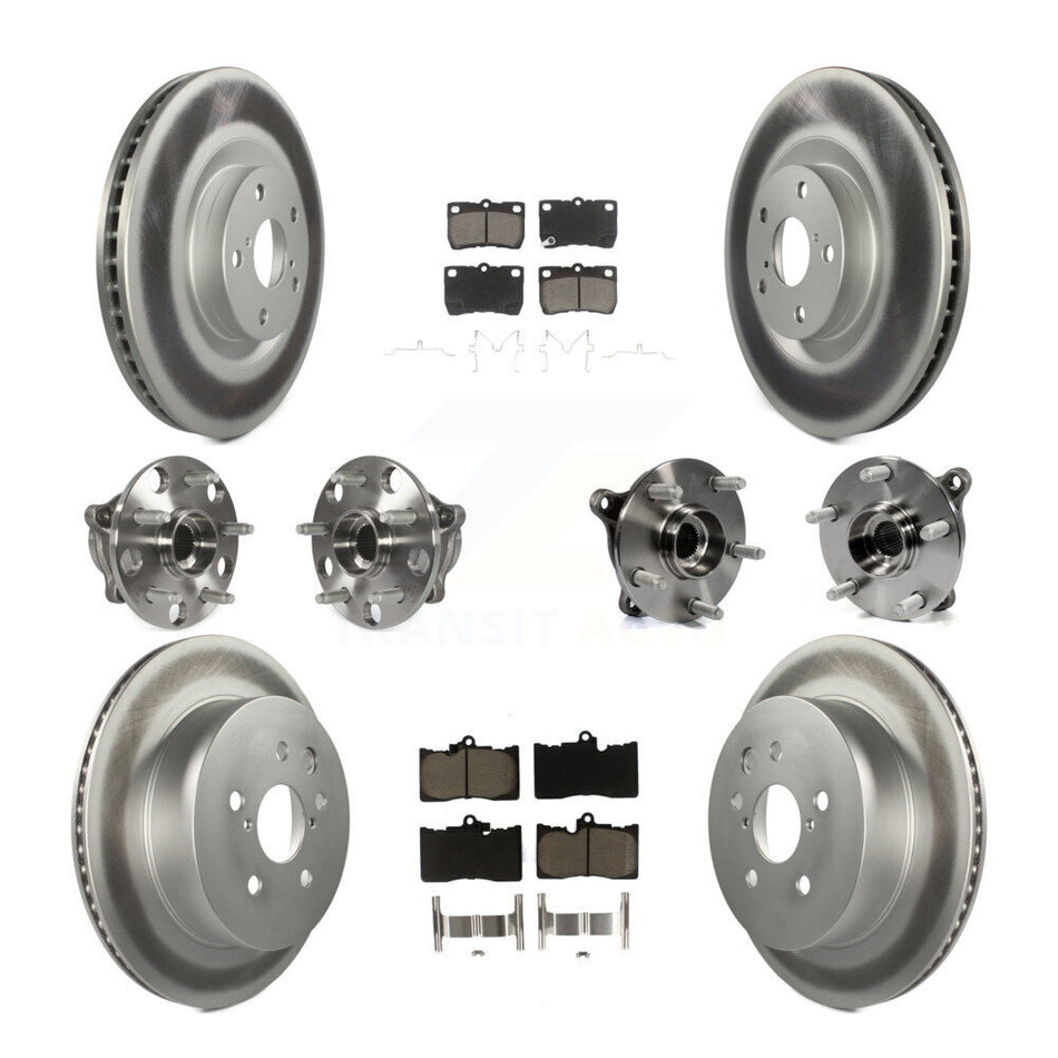 Front Rear Hub Bearings Assembly Coated Disc Brake Rotors And Ceramic Pads Kit (10Pc) For Lexus GS350 IS350 KBB-121014
