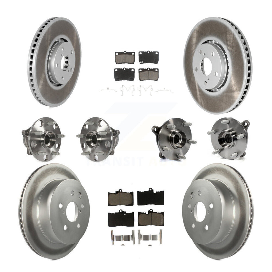 Front Rear Hub Bearings Assembly Coated Disc Brake Rotors And Ceramic Pads Kit (10Pc) For Lexus IS350 Vehicles Built Canadian Market KBB-121015