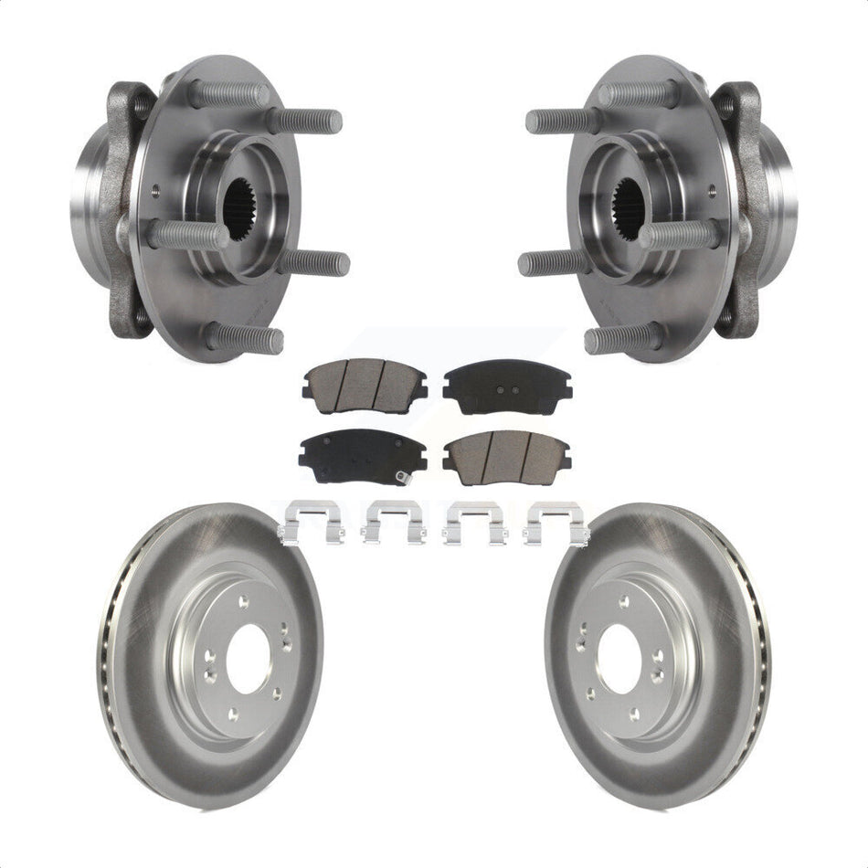 Front Hub Bearing Assembly With Coated Disc Brake Rotors And Ceramic Pads Kit For 2017-2020 Hyundai Elantra 1.6L KBB-121025