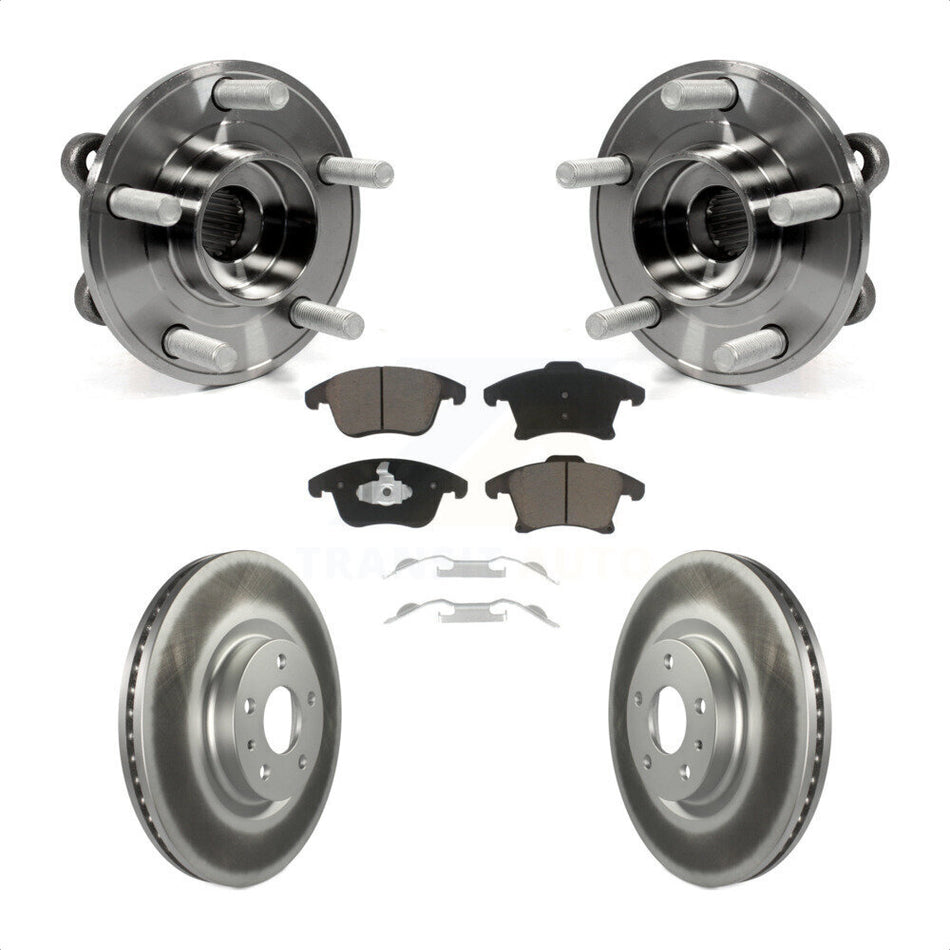 Front Hub Bearing Assembly With Coated Disc Brake Rotors And Ceramic Pads Kit For Ford Fusion Lincoln MKZ KBB-121033
