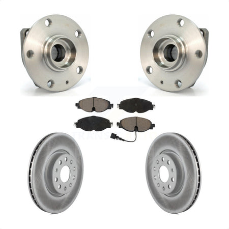 Front Hub Bearing Assembly Coated Disc Brake Rotor & Pad Kit For Volkswagen Golf Alltrack KBB-121039