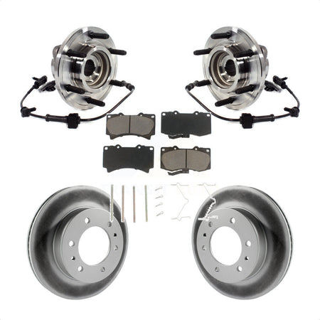 Front Hub Bearing Assembly Coated Disc Brake Rotor & Pads Kit For 2009-2010 Hummer H3T H3 KBB-121045