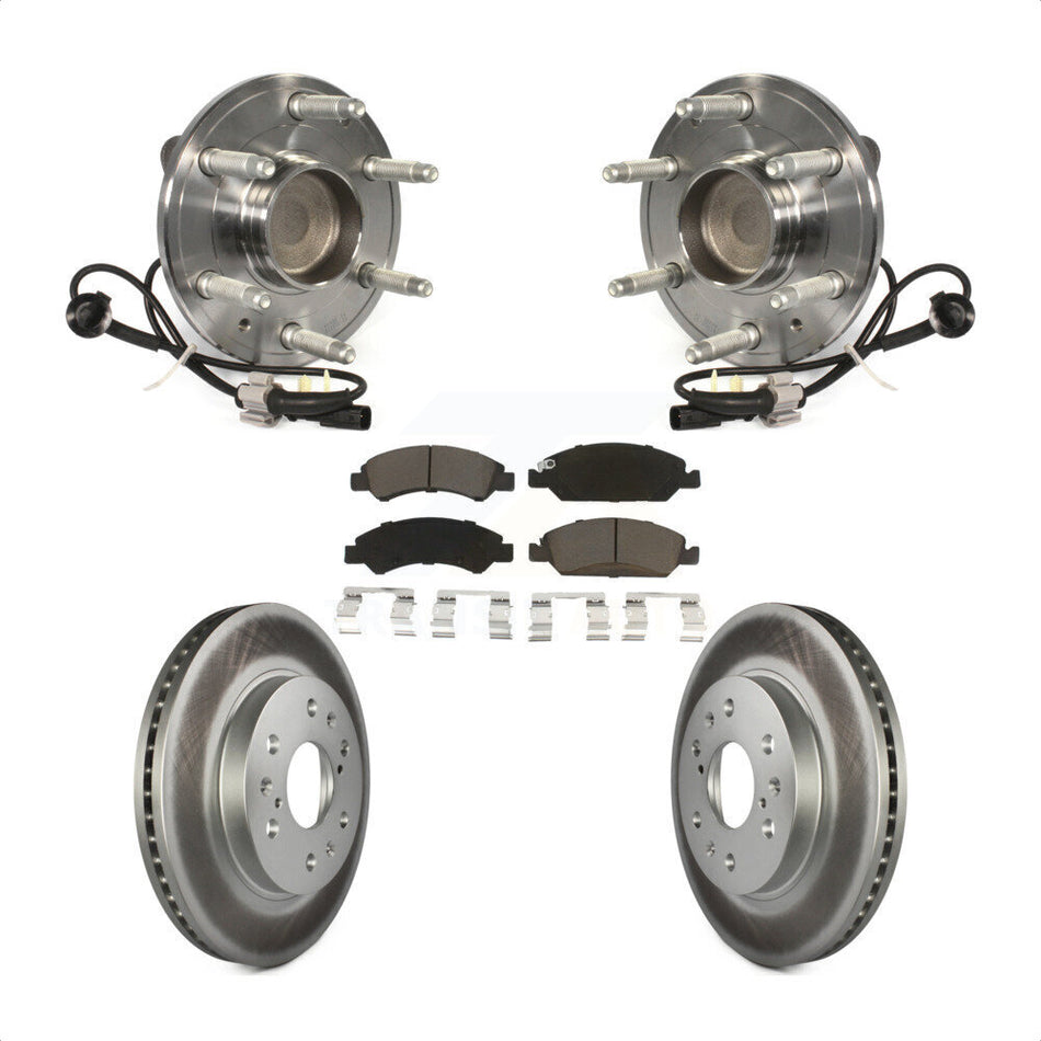 Front Hub Bearing Assembly With Coated Disc Brake Rotors And Ceramic Pads Kit For Chevrolet Silverado 1500 GMC Sierra Tahoe Suburban Yukon Cadillac XL Escalade ESV LD RWD KBB-121056