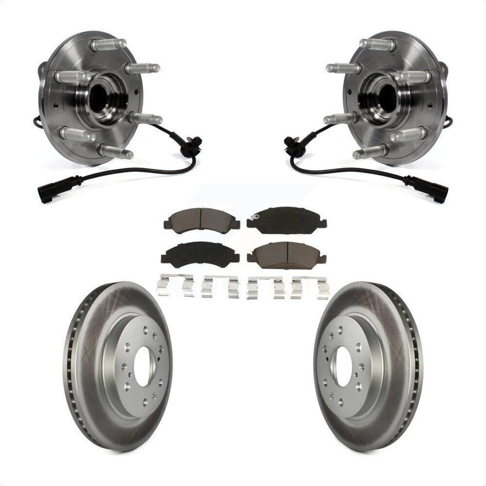 Front Hub Bearing Assembly With Coated Disc Brake Rotors And Ceramic Pads Kit For Chevrolet Silverado 1500 GMC Sierra Tahoe Suburban Yukon Cadillac XL Escalade ESV LD 4WD KBB-121057