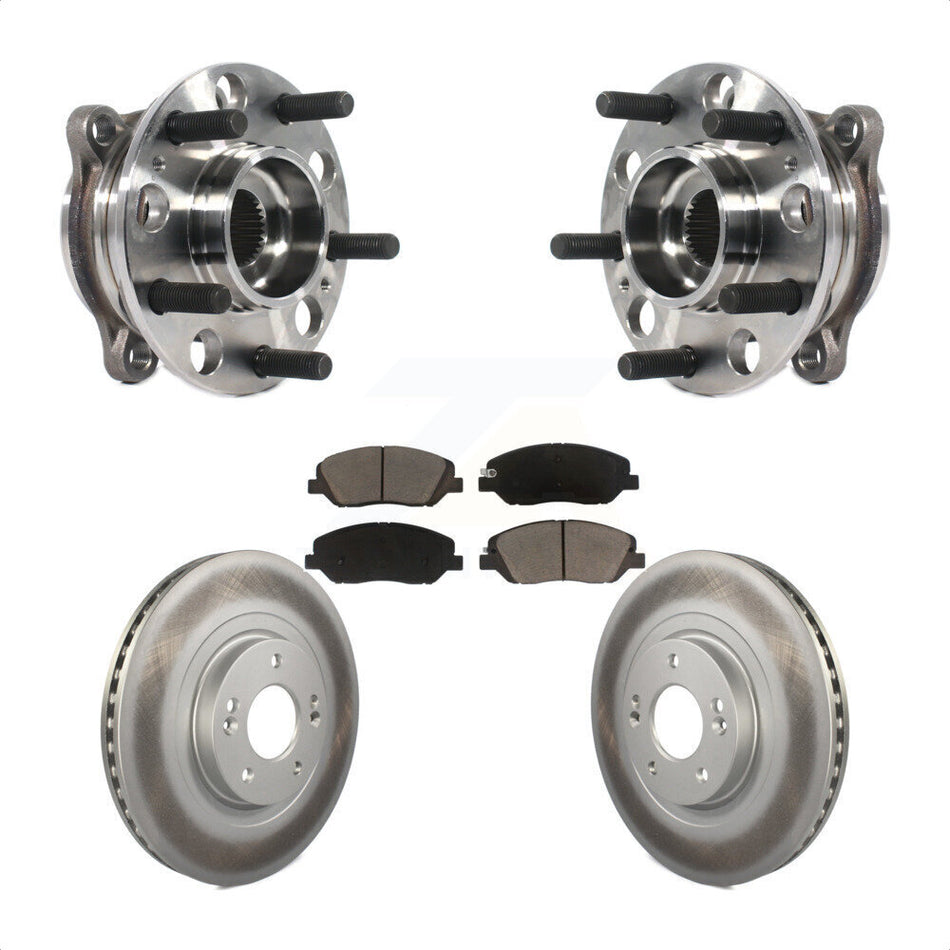 Front Hub Bearing Assembly With Coated Disc Brake Rotors And Ceramic Pads Kit For Hyundai Santa Fe XL KBB-121076
