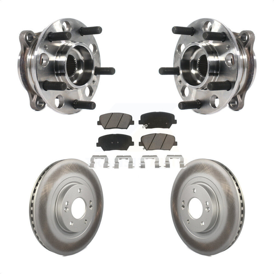 Front Hub Bearing Assembly With Coated Disc Brake Rotors And Ceramic Pads Kit For 2015-2016 Hyundai Santa Fe Sport 2.4L 2.0L KBB-121078