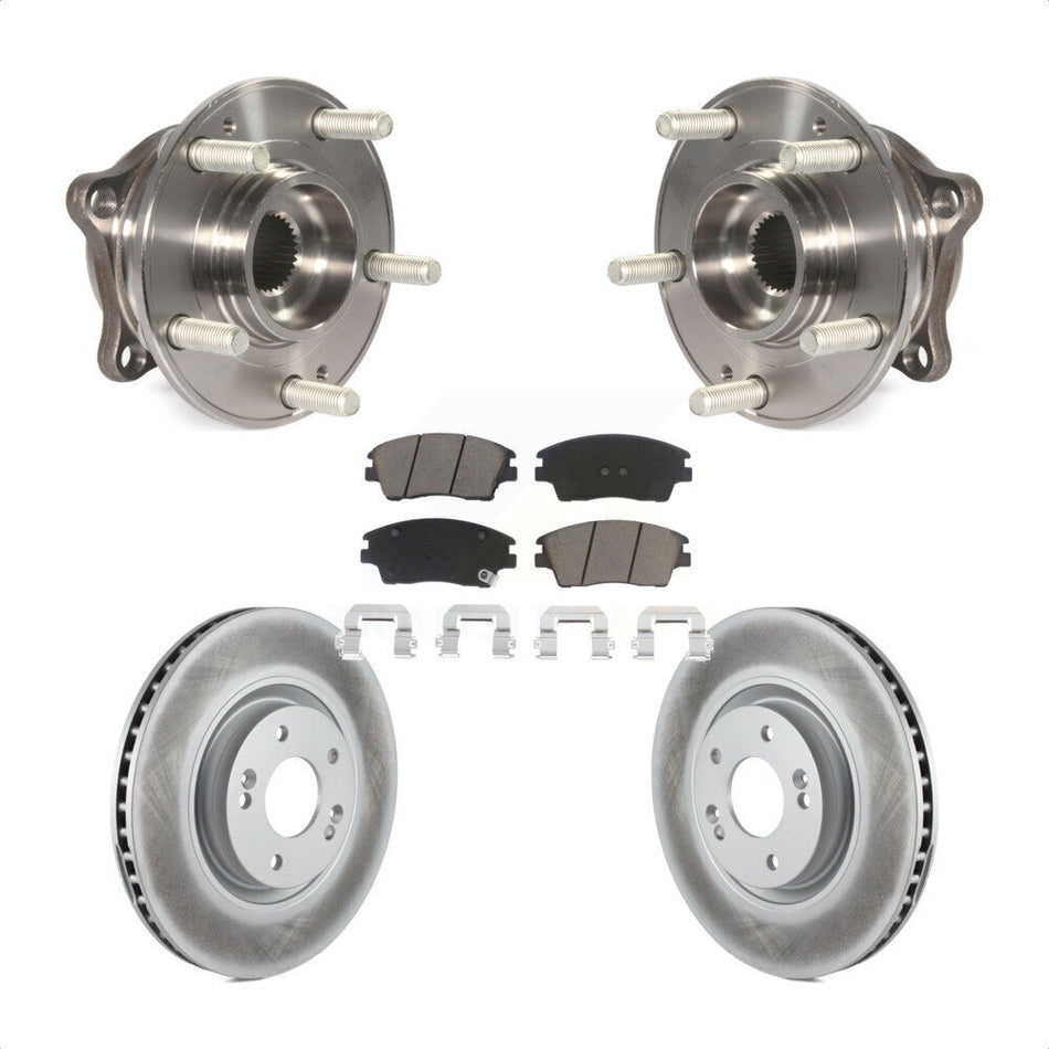 Front Hub Bearing Assembly With Coated Disc Brake Rotors And Ceramic Pads Kit For 2017-2021 Kia Sportage Turbocharged KBB-121080