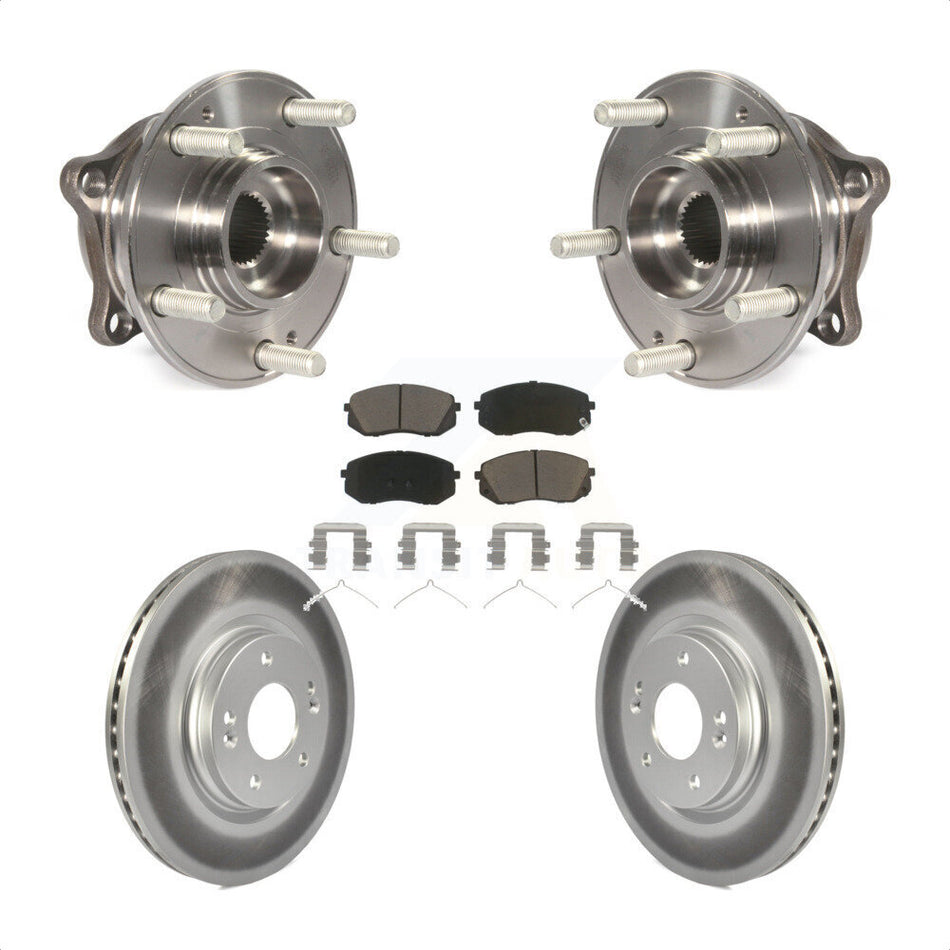 Front Hub Bearing Assembly With Coated Disc Brake Rotors And Ceramic Pads Kit For Hyundai Sonata Kia Optima KBB-121081