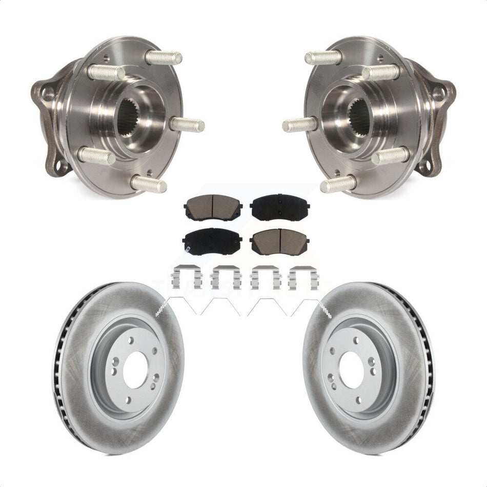 Front Hub Bearing Assembly With Coated Disc Brake Rotors And Ceramic Pads Kit For Hyundai Sonata Kia Optima KBB-121082