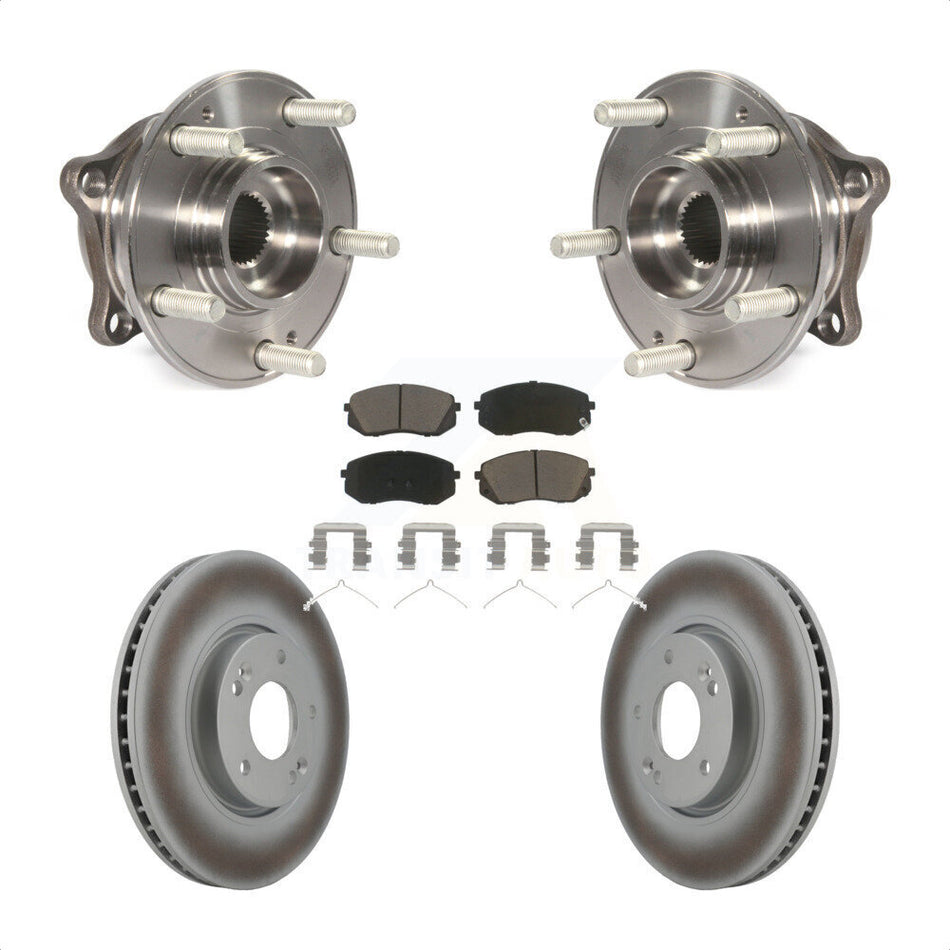Front Hub Bearing Assembly With Coated Disc Brake Rotors And Ceramic Pads Kit For 2016 Hyundai Sonata FULL HYBRID EV-GAS (FHEV) engine KBB-121084