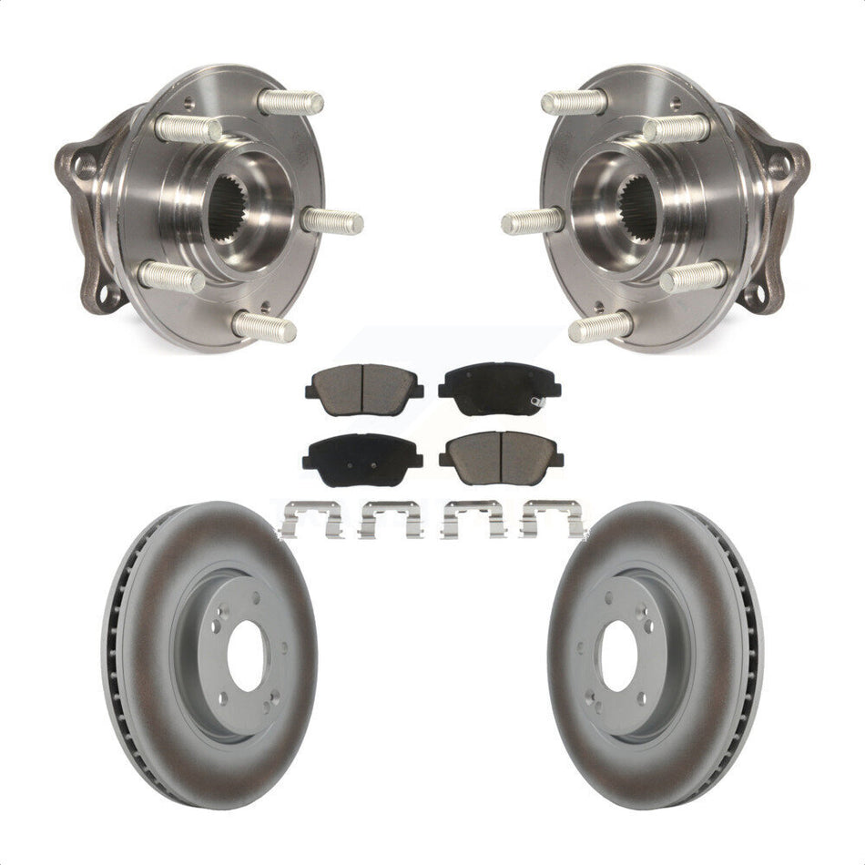 Front Hub Bearing Assembly With Coated Disc Brake Rotors And Ceramic Pads Kit For 2015 Hyundai Sonata FULL HYBRID EV-GAS (FHEV) engine KBB-121086