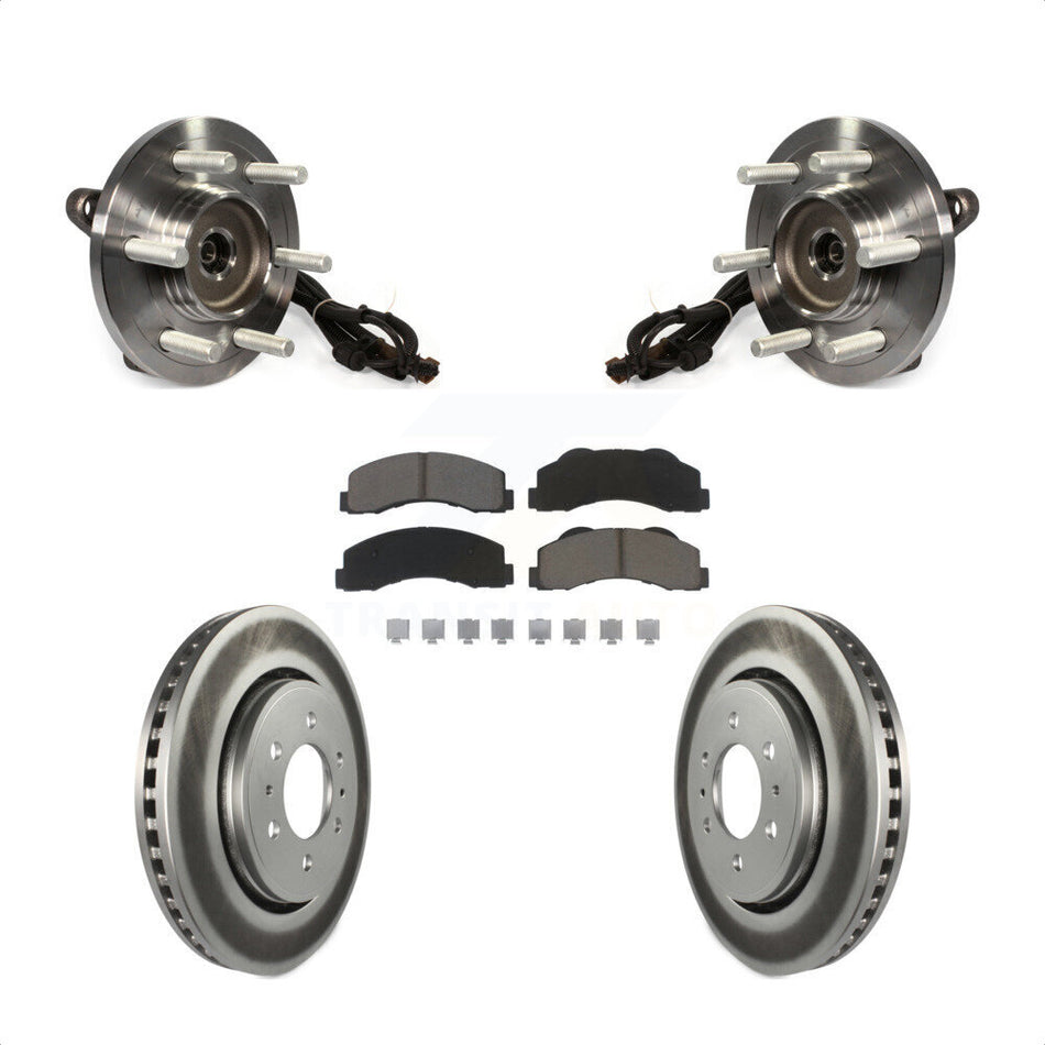 Front Hub Bearing Assembly With Coated Disc Brake Rotors And Ceramic Pads Kit For 2015-2017 Ford F-150 4WD KBB-121087