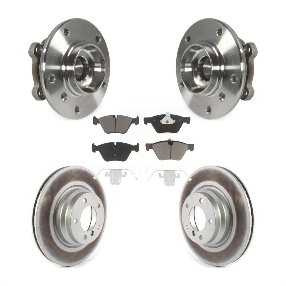 Front Hub Bearing Assembly With Coated Disc Brake Rotors And Ceramic Pads Kit For 2012 BMW X1 xDrive28i with AWD KBB-121088