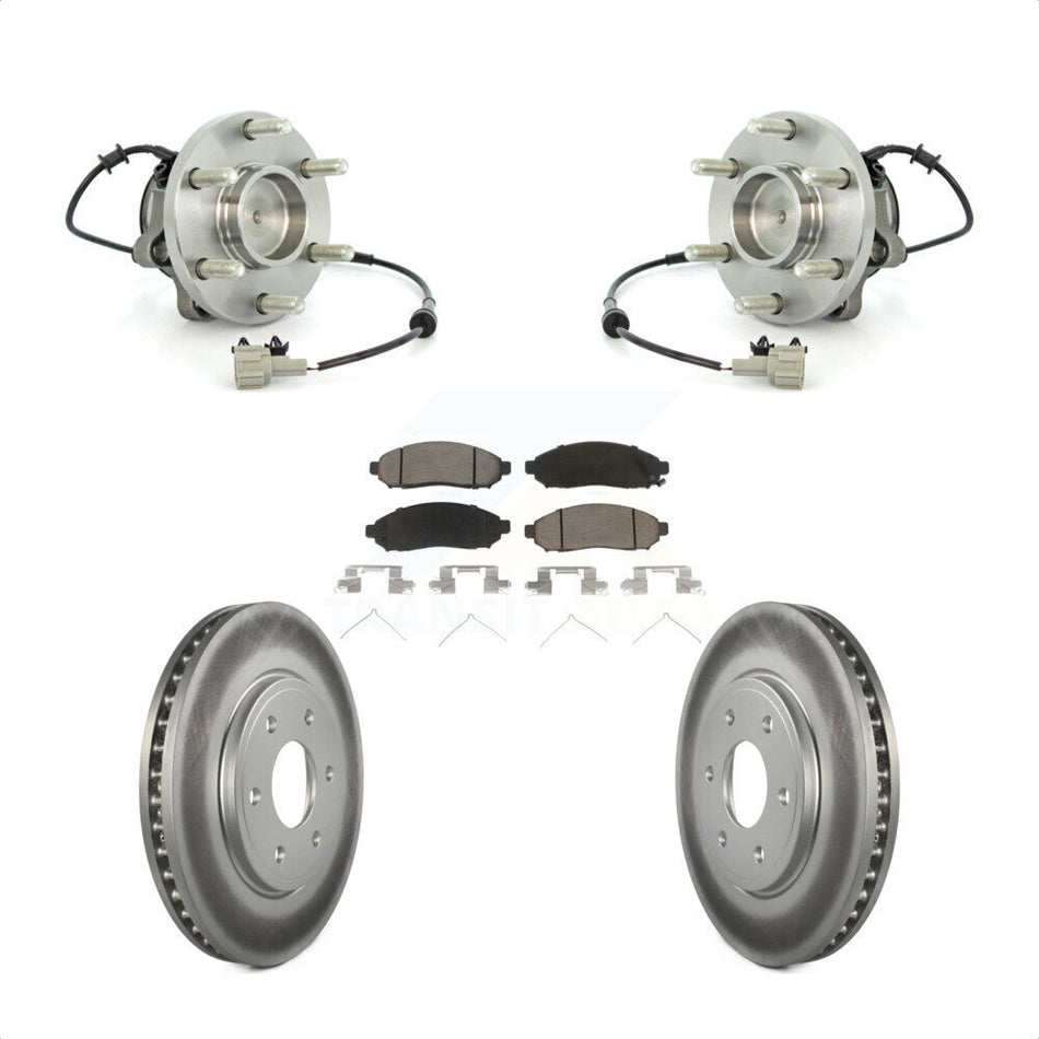 Front Hub Bearing Assembly With Coated Disc Brake Rotors And Ceramic Pads Kit For Nissan Frontier Suzuki Equator RWD with 2.5L KBB-121094