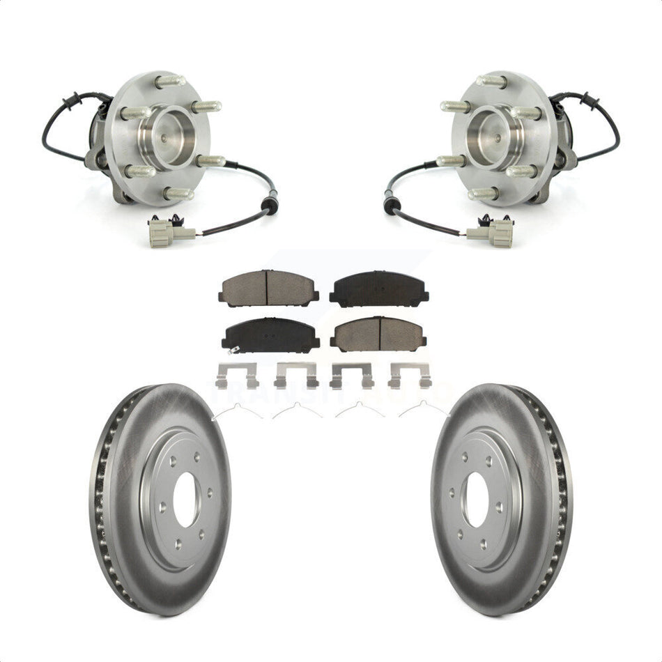 Front Hub Bearing Assembly With Coated Disc Brake Rotors And Ceramic Pads Kit For Suzuki Equator KBB-121096